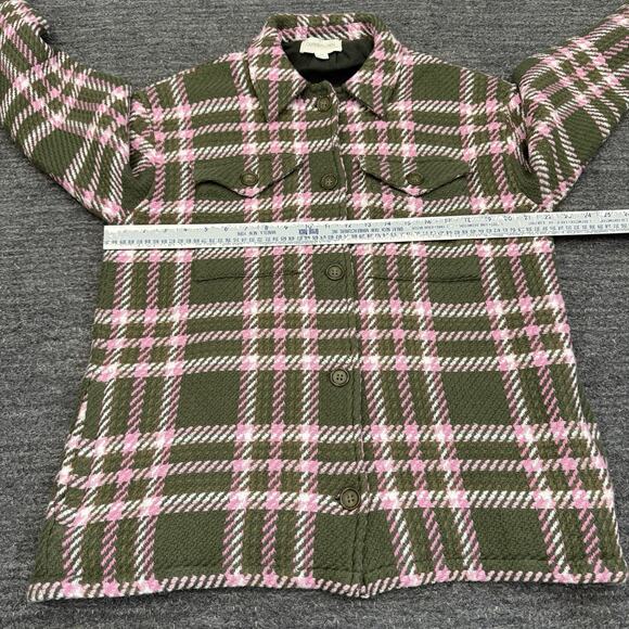 Outerknown Cloud Weave Shirt Jacket Women Medium Green Plaid Organic Lined Hike - Picture 4 of 10